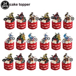 Motorcycle Model Cake Topper Motorbike Theme Kids Party Decor Picks Happy Birthday Cake Topper for Boy Man’s Birthday Decoration