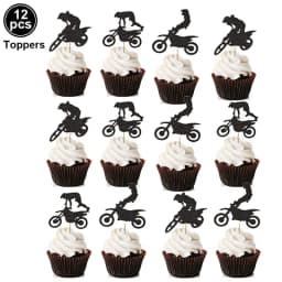 Motorcycle Model Cake Topper Motorbike Theme Kids Party Decor Picks Happy Birthday Cake Topper for Boy Man’s Birthday Decoration