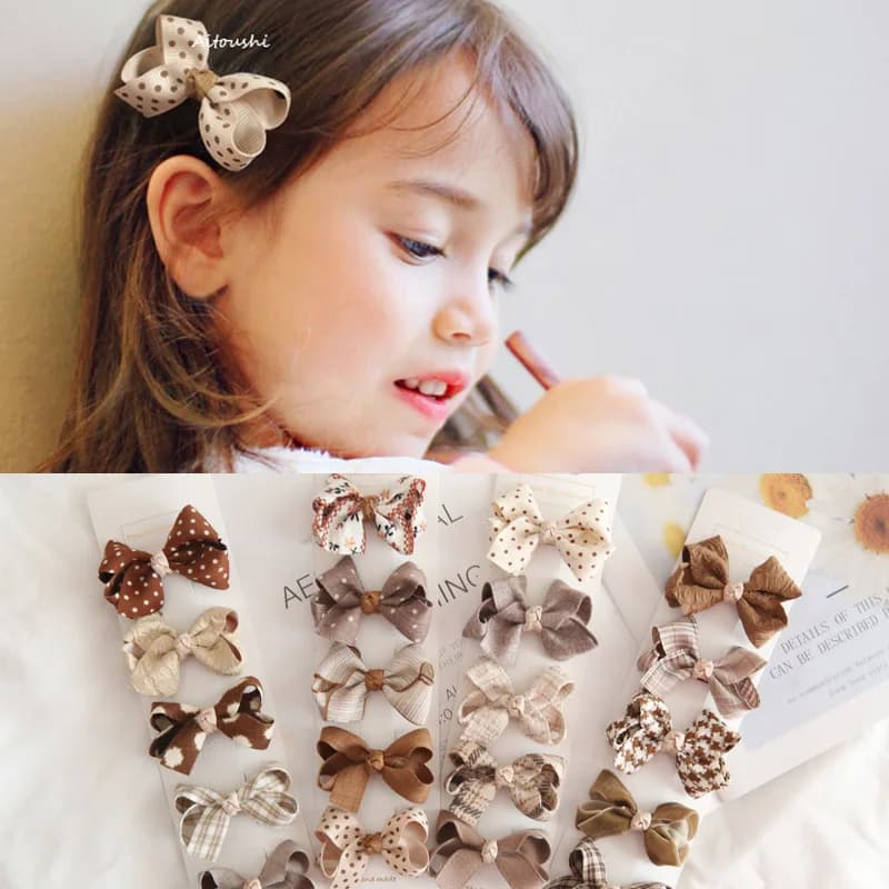 5Pcs/Lot Children's Headwear Baby Hair Accessories Clip Bows For Girls All Cloth Hairpin