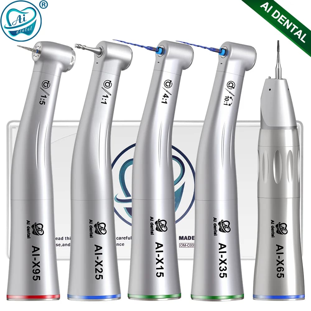 AI-X95/X25/X15/X65 Internal Water Low Speed Contra Angle Handpiece Dental E-Type Air Motor Oral Hygiene Equipment Non-optic