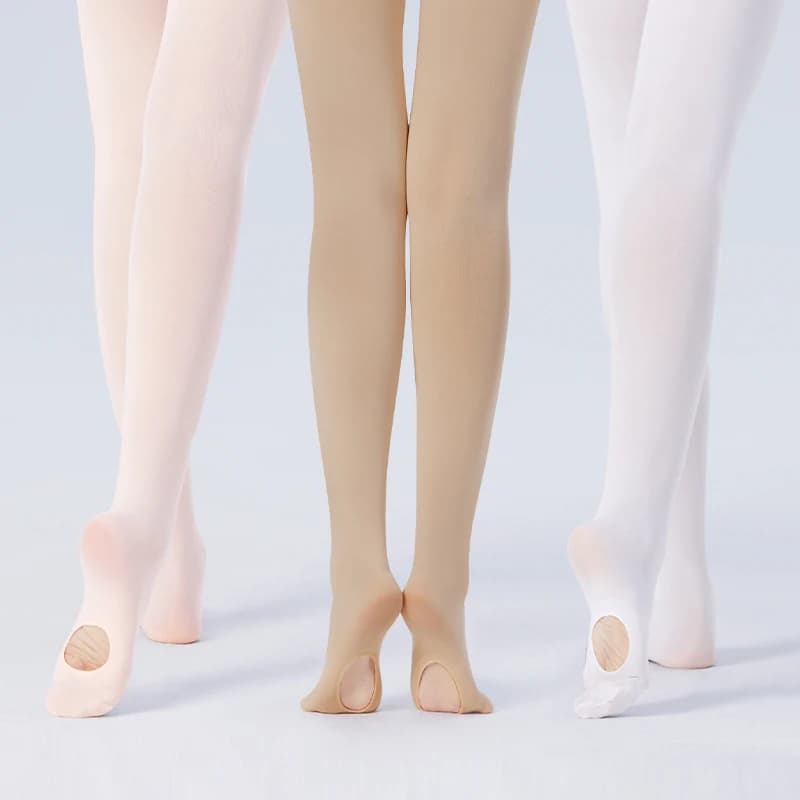 Girls Women Convertible Ballet Tights Microfiber Dance Stockings Seamless Adult Ballet Pantyhose 60D Dance Tights with Holes