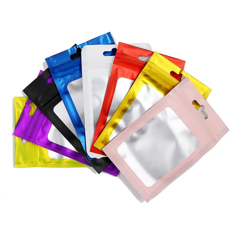 20-50pcs Matte Zip Lock Plastic Bag Aluminum Foil Hologram Food Pouch Small Water Proof Zipper Reclosable Pouches Gift Packaging