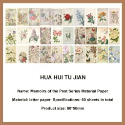 JIANWU 60 Sheets Vintage Literature Art Memo Pad DIY Scrapbooking Journal Background Decoration Material Notes Paper Stationery