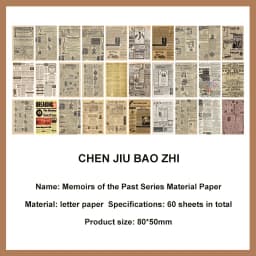 JIANWU 60 Sheets Vintage Literature Art Memo Pad DIY Scrapbooking Journal Background Decoration Material Notes Paper Stationery