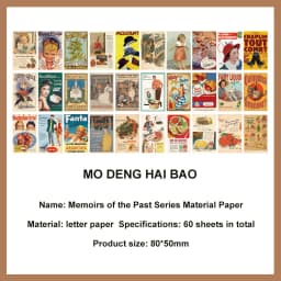 JIANWU 60 Sheets Vintage Literature Art Memo Pad DIY Scrapbooking Journal Background Decoration Material Notes Paper Stationery