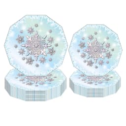 Snowflake Theme Birthday Party Paper Plates Cups Banner Frozen Snow Queen Cartoon Wedding Shower Decorations Supplies