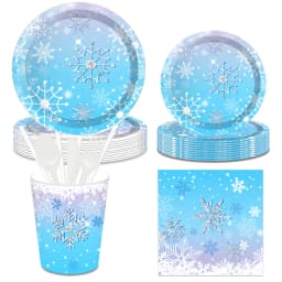 Snowflake Theme Birthday Party Paper Plates Cups Banner Frozen Snow Queen Cartoon Wedding Shower Decorations Supplies
