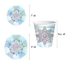Snowflake Theme Birthday Party Paper Plates Cups Banner Frozen Snow Queen Cartoon Wedding Shower Decorations Supplies