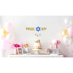 Mazel Tov Glitter Banner Sign,Bar Mitzvah, Jewish Decor,Bridal Shower,Engagement Party,Congratulations,Wedding Party Banner .