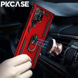 PKCASE Shockproof Ring Bracket Case For Samsung S26 S25 Edge S24 S23 FE Plus Note 20 Ultra A57 A17 A07 A56 A36 A26 A16 A06 Cover