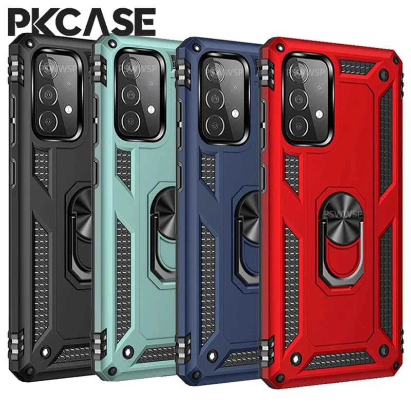 PKCASE Shockproof Ring Bracket Case For Samsung S26 S25 Edge S24 S23 FE Plus Note 20 Ultra A57 A17 A07 A56 A36 A26 A16 A06 Cover