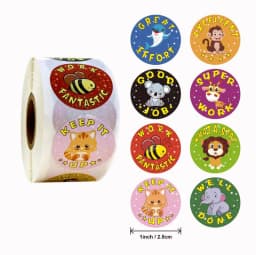 500pcs/roll Reward Stickers Encouragement Stickers for Kids Motivational Stickers with Cute Animals for Students Teachers GYH