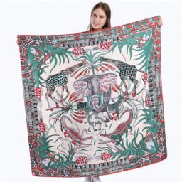 POBING Twill Silk Square Scarf Animals Print Women Scarves Wrap Giraffe Neckerchief Spanish Foulards cachecol Large Bandana