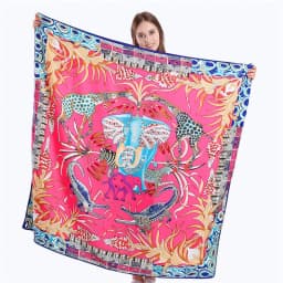 POBING Twill Silk Square Scarf Animals Print Women Scarves Wrap Giraffe Neckerchief Spanish Foulards cachecol Large Bandana