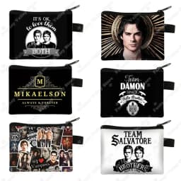 The Vampire Diaries Print Coin Purse TVD Women Wallets Team DAMON Money Coin Bags ID Credit Card Key Earphones Holder Gift