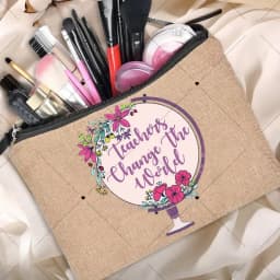 Teacher Gift Linen Pouch Women Neceser Makeup Bag Travel Toiletry Organizer Back To School Cosmetic Bag Travel Organizer
