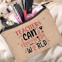 Teacher Gift Linen Pouch Women Neceser Makeup Bag Travel Toiletry Organizer Back To School Cosmetic Bag Travel Organizer