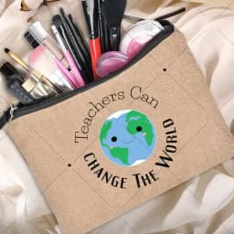 Teacher Gift Linen Pouch Women Neceser Makeup Bag Travel Toiletry Organizer Back To School Cosmetic Bag Travel Organizer