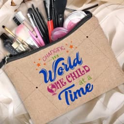 Teacher Gift Linen Pouch Women Neceser Makeup Bag Travel Toiletry Organizer Back To School Cosmetic Bag Travel Organizer