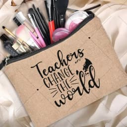 Teacher Gift Linen Pouch Women Neceser Makeup Bag Travel Toiletry Organizer Back To School Cosmetic Bag Travel Organizer