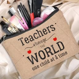 Teacher Gift Linen Pouch Women Neceser Makeup Bag Travel Toiletry Organizer Back To School Cosmetic Bag Travel Organizer