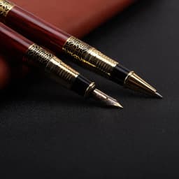 Luxury Golden Carving Mahogany Ballpoint Pen High-Quality Ink Pen for Business School And Office Supplies