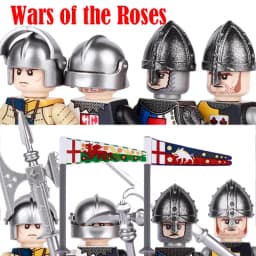 Medieval Infantry Knight Figures Building Blocks England Wars Rose Soldier Castle Military Army Guard Helmet Weapons Bricks Toys