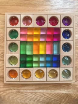 Wooden Montessori Toys See Through Blocks Mixed Acrylic Gems for Kids Open Play