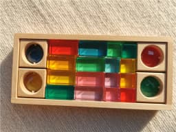 Wooden Montessori Toys See Through Blocks Mixed Acrylic Gems for Kids Open Play