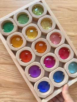 Wooden Montessori Toys See Through Blocks Mixed Acrylic Gems for Kids Open Play