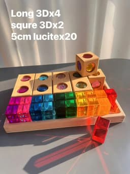 Wooden Montessori Toys See Through Blocks Mixed Acrylic Gems for Kids Open Play