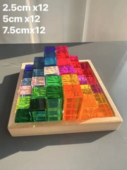 Wooden Montessori Toys See Through Blocks Mixed Acrylic Gems for Kids Open Play