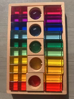 Wooden Montessori Toys See Through Blocks Mixed Acrylic Gems for Kids Open Play