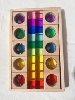Wooden Montessori Toys See Through Blocks Mixed Acrylic Gems for Kids Open Play