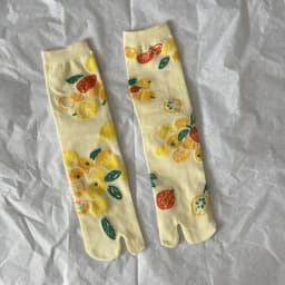 Japanese Multi-Color Jacquard Carrot Chestnut Flower Literary Cute Two-Toe Socks Middle Tube Tabi Split Toe Socks Tide Socks