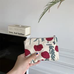 Kawaii Floral Travel Portable Coin Purse Cosmetic Lipstick Storage Bag Women Makeup Handbags Wallet Organizer Small Pouch Bags
