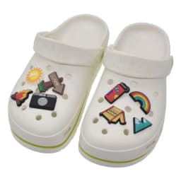 Camping Shoe Charms Accessories PVC Sun Temp Moutain Camera Rainbow Shoe Decoration for Wristband Clog Accessories Unisex DIY