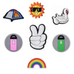 Camping Shoe Charms Accessories PVC Sun Temp Moutain Camera Rainbow Shoe Decoration for Wristband Clog Accessories Unisex DIY