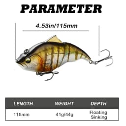 Lipless Vibration Lure Hard Fish Baits 115mm Crankbait Fishing Lures Slow Sinking Lure VIB Jointed Fishing Wobbler for Fishing