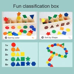 Montessori Wooden Toys for Kids Sensory Sorting Exercise Box Color Shape Matching Puzzles Early Learning Educational Toys