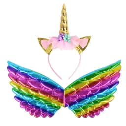Unicorn Headband Fairy Angel Wings Kids Gift Girls Rainbow Unicorn Birthday Party Decoration Cosplay Props Supplies Baby Shower