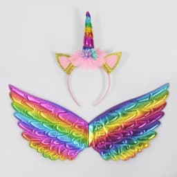 Unicorn Headband Fairy Angel Wings Kids Gift Girls Rainbow Unicorn Birthday Party Decoration Cosplay Props Supplies Baby Shower