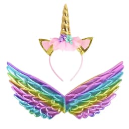Unicorn Headband Fairy Angel Wings Kids Gift Girls Rainbow Unicorn Birthday Party Decoration Cosplay Props Supplies Baby Shower
