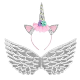 Unicorn Headband Fairy Angel Wings Kids Gift Girls Rainbow Unicorn Birthday Party Decoration Cosplay Props Supplies Baby Shower