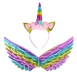 Unicorn Headband Fairy Angel Wings Kids Gift Girls Rainbow Unicorn Birthday Party Decoration Cosplay Props Supplies Baby Shower