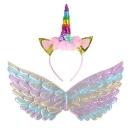 Unicorn Headband Fairy Angel Wings Kids Gift Girls Rainbow Unicorn Birthday Party Decoration Cosplay Props Supplies Baby Shower