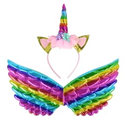 Unicorn Headband Fairy Angel Wings Kids Gift Girls Rainbow Unicorn Birthday Party Decoration Cosplay Props Supplies Baby Shower