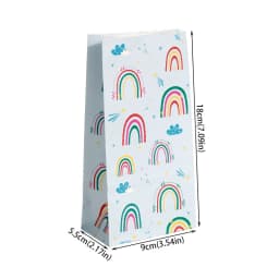 Small Paper Bags Rainbow Printed Candy Cookie Bag Pink Blue Kids Birthday Party Gift Bags Boxes DIY Baking Packaging Supplies