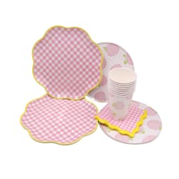 1set Fruits Disposable Tableware Orange Lemon Peach Plates for Kids Summer Fruits Themed Happy Birthday Party Decoration Supply