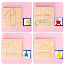 Children Math Wooden Toys Set Geometric Shape Rubber Band Nailboard Game Montessori Educational Creative Toy Fine Christmas gift